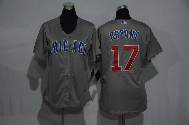 Womens 2017 MLB Chicago Cubs #17 Bryant Grey Jerseys->women mlb jersey->Women Jersey